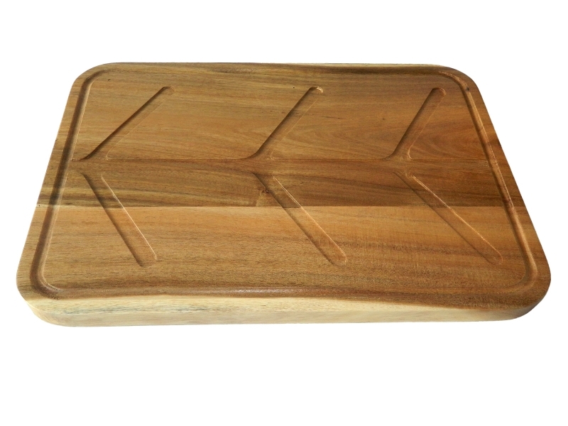 Top-tier Acacia Wood Carving Board with Chevron Juice Grooves